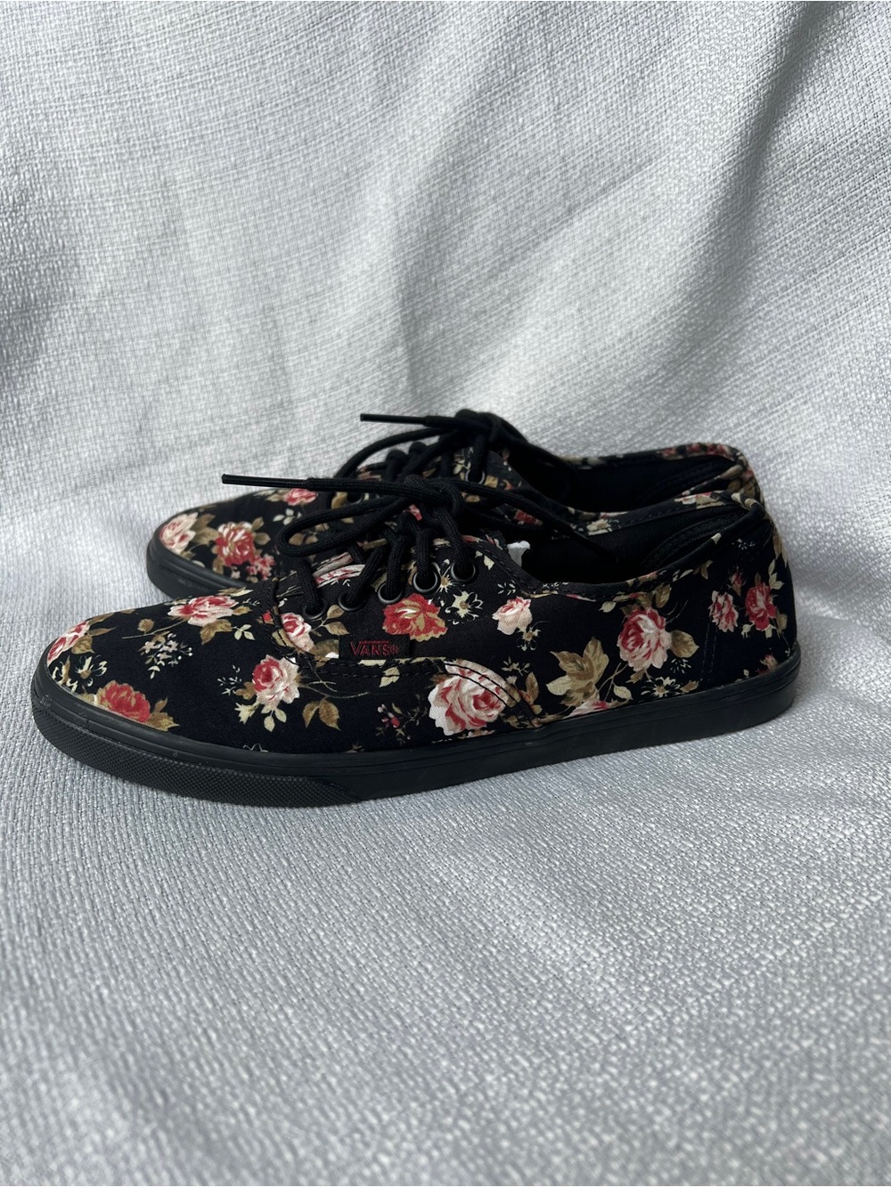 Vans Black Floral Canvas Lace-Up Sneakers